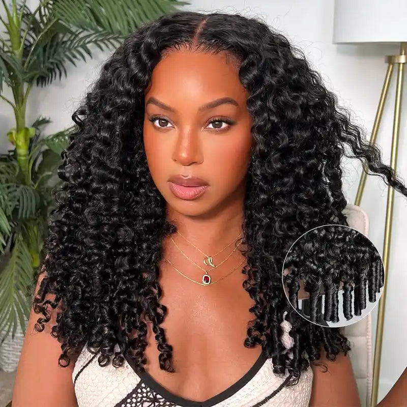 Burmese Curly Glueless Wig Bleached Knots 6x4 Transparent Lace Wear & Go Human Hair Wig