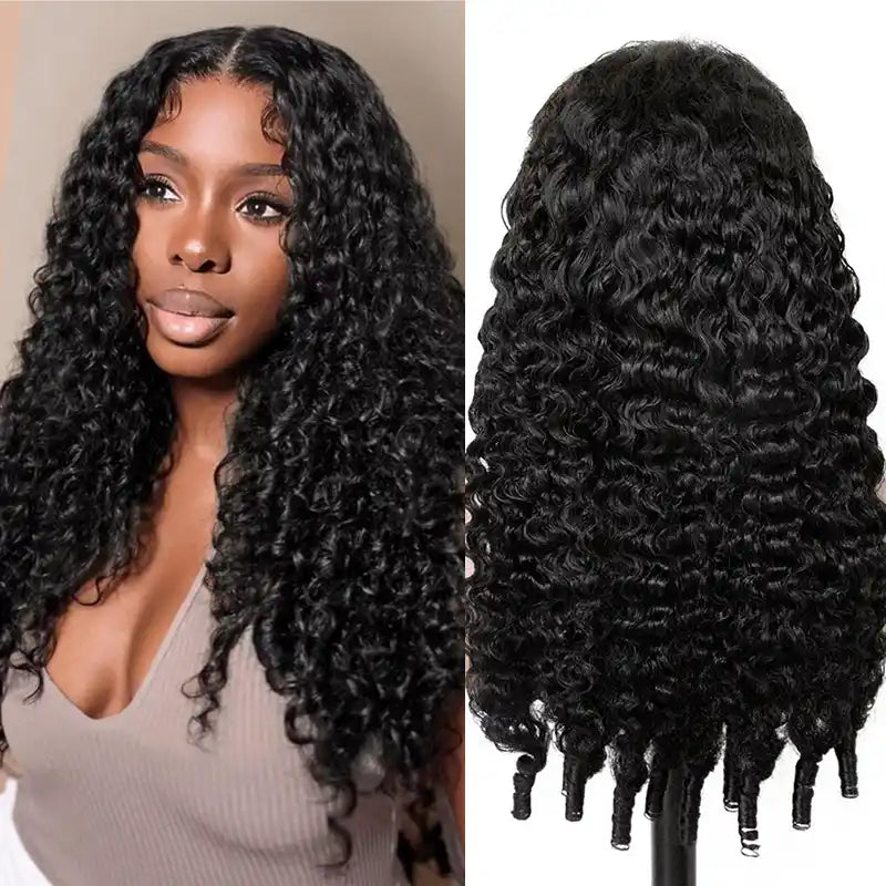 Burmese Curly Glueless Wig Bleached Knots 6x4 Transparent Lace Wear & Go Human Hair Wig