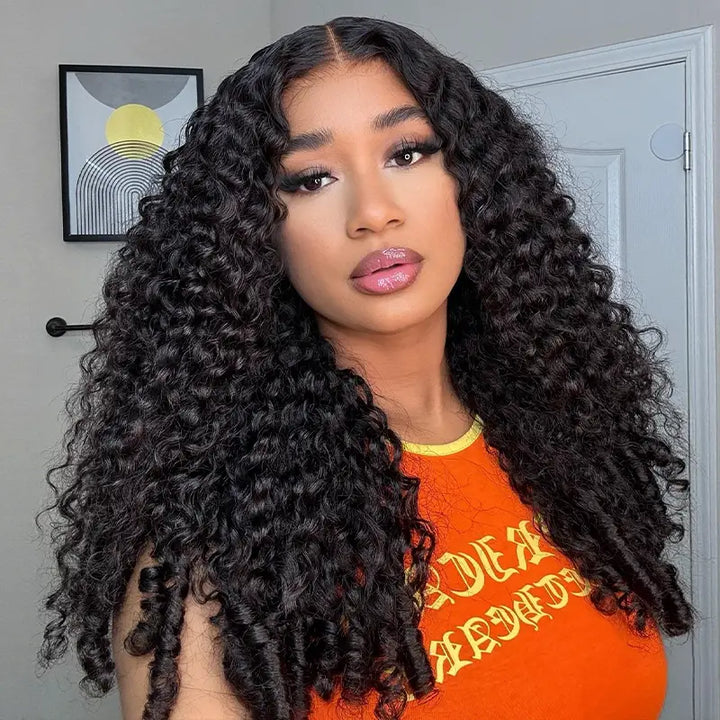 Burmese Curly Bleached Knots 5x5 Transparent Lace Wear & Go Human Hair Wig