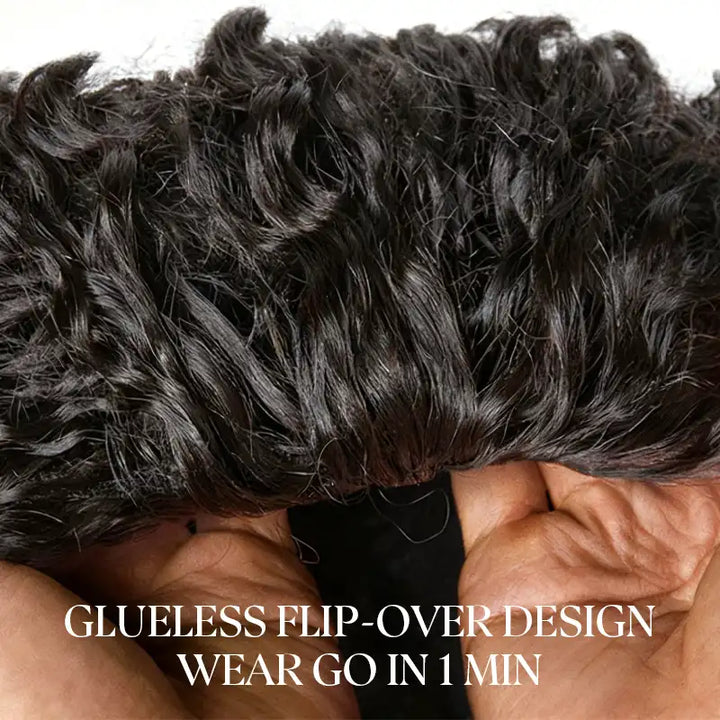 Burmese Curly Half Wig With Drawstring 3 in 1 Glueless Flexible Fit Human Hair Wig