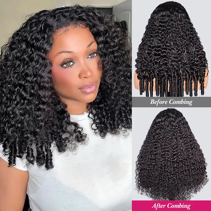 Burmese Curly Half Wig With Drawstring 3 in 1 Glueless Flexible Fit Human Hair Wig