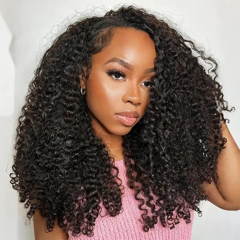 Burmese Curly Half Wig With Drawstring 3 in 1 Glueless Flexible Fit Human Hair Wig