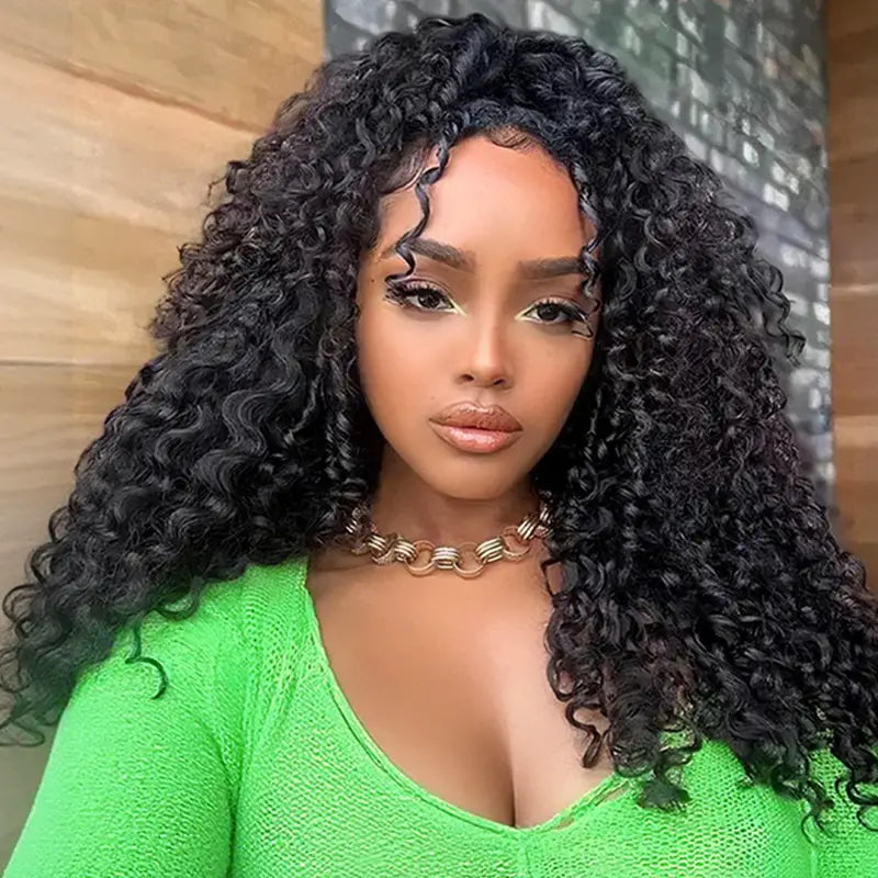 Burmese Curly Half Wig With Drawstring 3 in 1 Glueless Flexible Fit Human Hair Wig