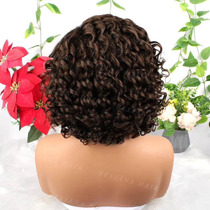 Chocolate Brown Spiral Curly 13x4 Transparent Lace Wig With Natural Hairline
