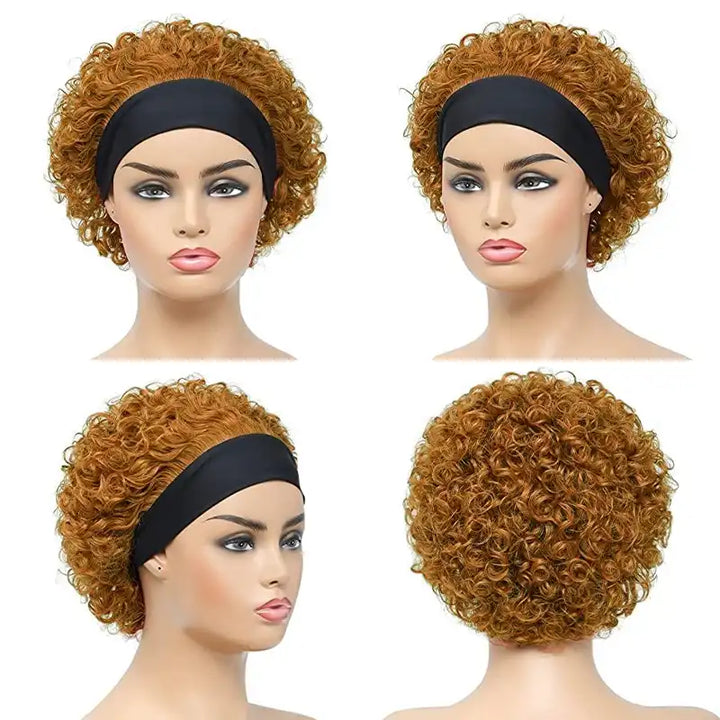 $89 = 2 Wigs | Chocolate Brown Spiral Curly 13x4 Lace Wig & Pixie Short Curly Headband Wig
