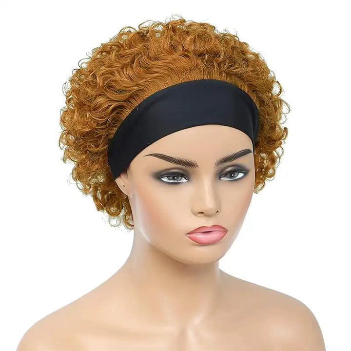 $89 = 2 Wigs | Chocolate Brown Spiral Curly 13x4 Lace Wig & Pixie Short Curly Headband Wig