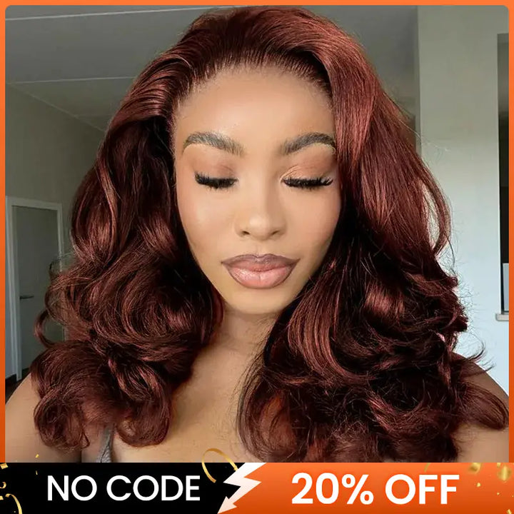 Ocean Wave Reddish Brown Hair 13x4 Lace Front Wig