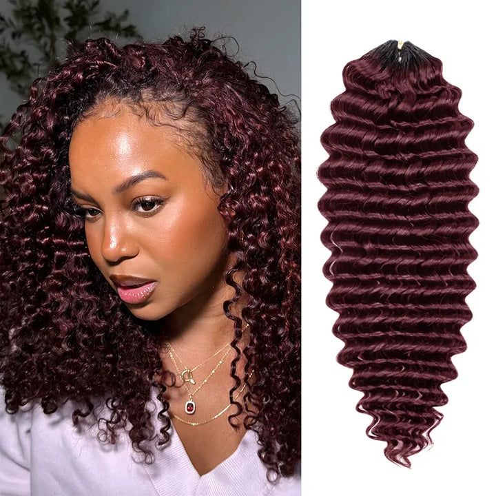 Colored Deep Curly Feather Crochet Human Hair Extensions