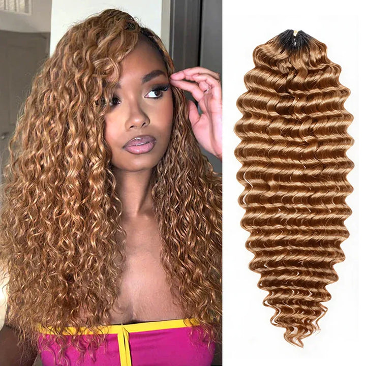 Colored Deep Curly Feather Crochet Human Hair Extensions