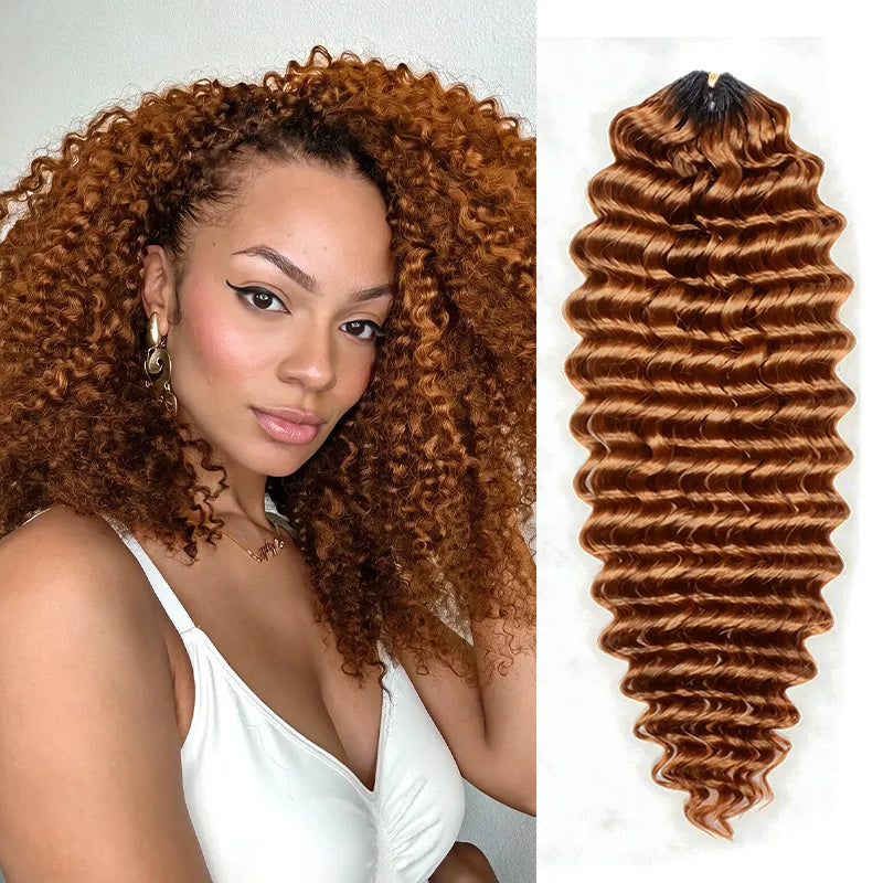 Colored Deep Curly Feather Crochet Human Hair Extensions