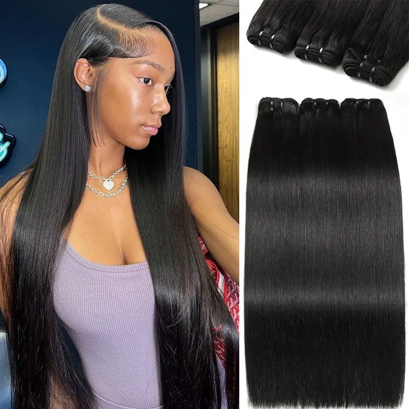 Double Drawn 3 Bundles Human Hair Set ¨C Thicker, Fuller, Natural straight hair bundles
