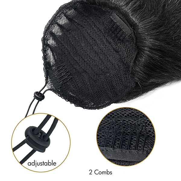 Kinky Straight Drawstring Ponytail Human Hair Extension For Women