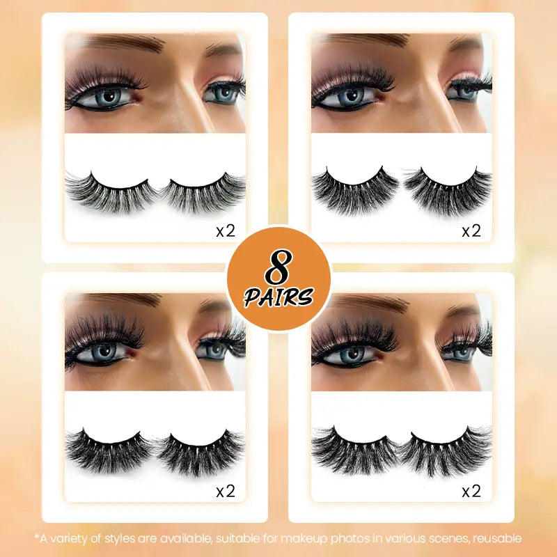 Beliana 3D Fluffy Luxurious Eyelashes 8-Pair Glam Lash Pack