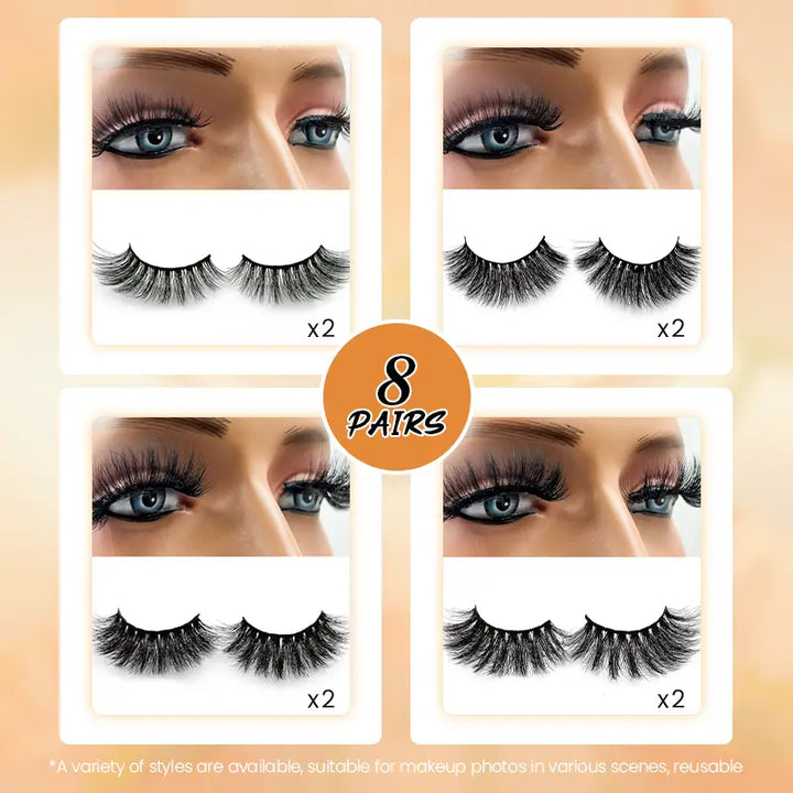 Beliana 3D Fluffy Luxurious Eyelashes 8-Pair Glam Lash Pack