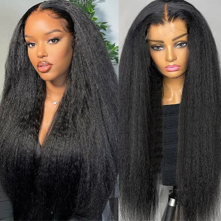 Peluca de cabello humano liso con encaje frontal transparente de 13 x 4 