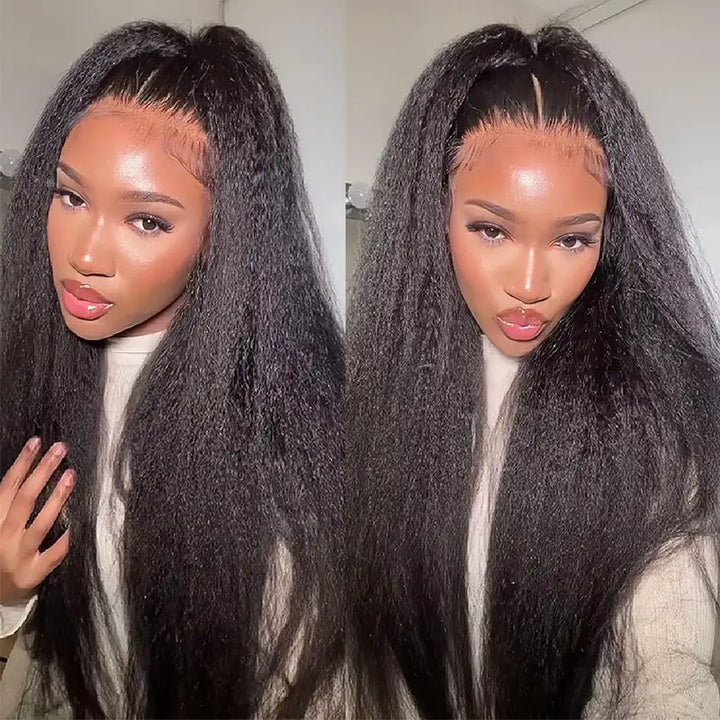 Peluca de cabello humano liso con encaje frontal transparente de 13 x 4 