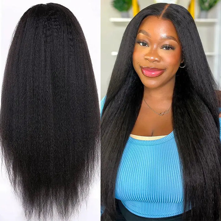 Peluca de cabello humano liso con encaje frontal transparente de 13 x 4 