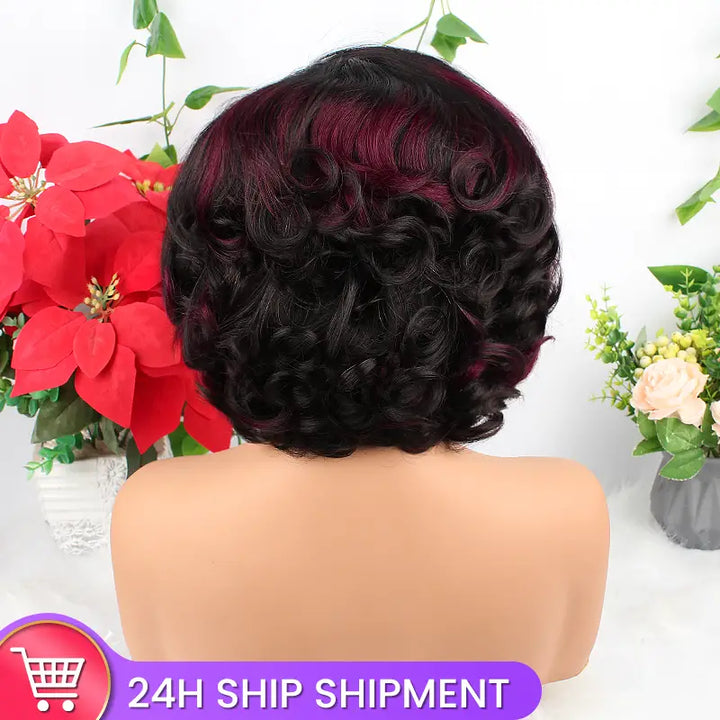 Highlight 1B/99J 13X4 Transparent Lace Rose Wave Hair Wig
