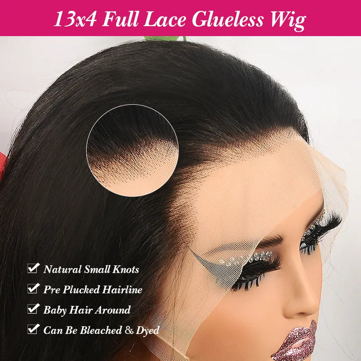 Perruque en dentelle transparente Pear Roll 13x4 - 100 % cheveux humains, couleur naturelle - 18 pouces 