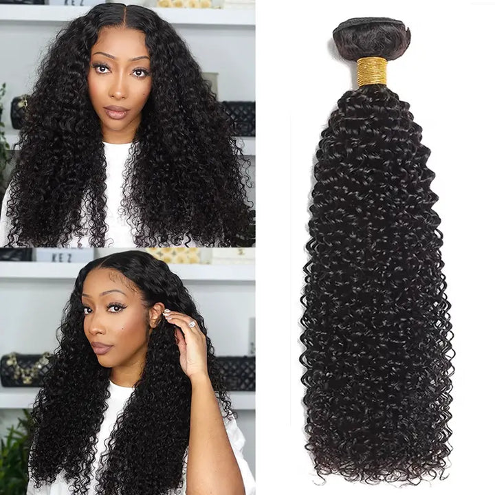 3 paquetes de cabello natural pre-arrancado con encaje frontal de 13x4 de Jerry Curly 