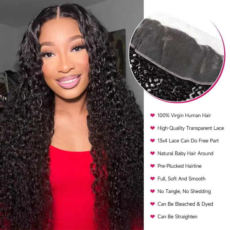 3 paquetes de cabello natural pre-arrancado con encaje frontal de 13x4 de Jerry Curly 