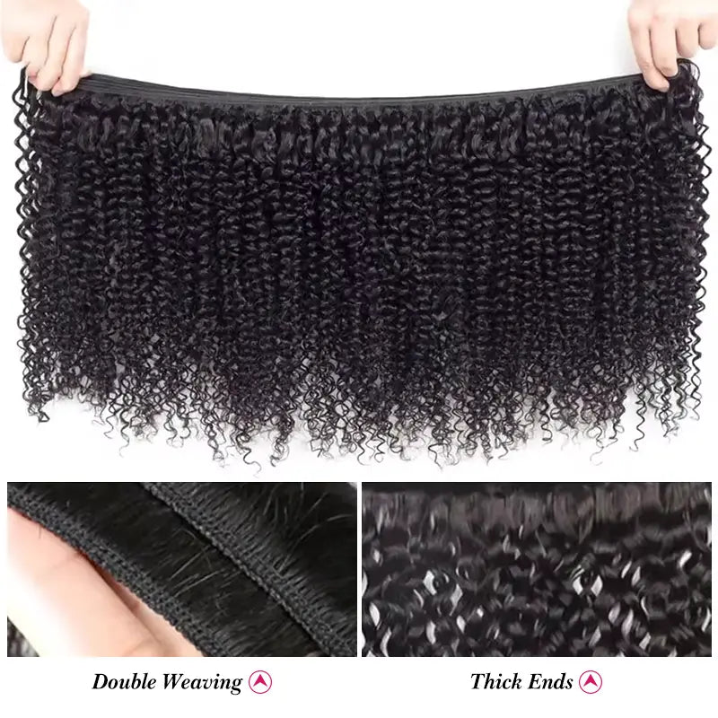 3 paquetes de cabello natural pre-arrancado con encaje frontal de 13x4 de Jerry Curly 