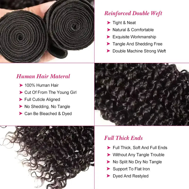 4 paquetes de extensiones de cabello humano rizado Jerry con encaje frontal transparente de 13 x 4 