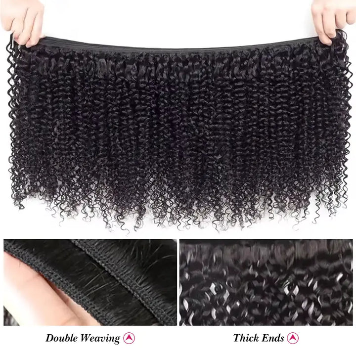 Extensions de cheveux humains Jerry Curly, lot de 4 mèches avec fermeture en dentelle transparente 4x4 