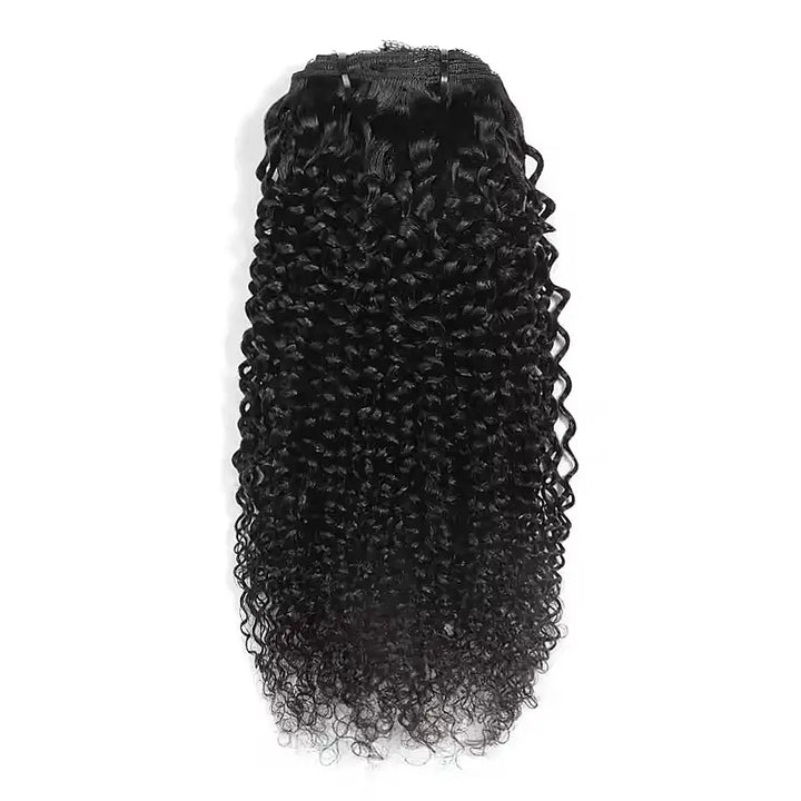 Extensions de cheveux bouclés Jerry à clips, 8 pièces/ensemble, 100 % cheveux humains, volume complet 