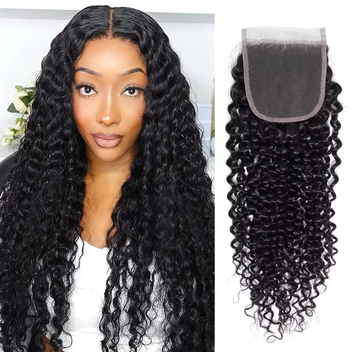 Jerry Curly Human Hair 4x4 Transparent Lace CLosure