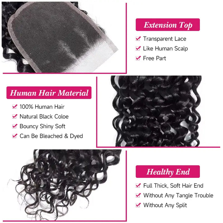 Jerry Curly Human Hair 4x4 Transparent Lace CLosure