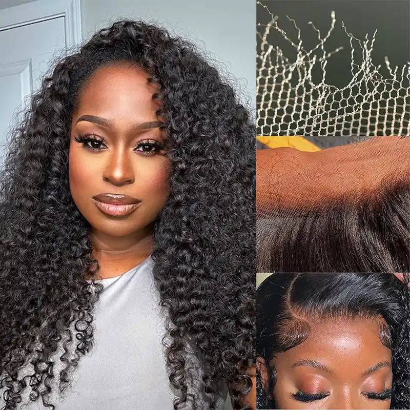 Jerry Curl Front Human Hair Wigs 13x4 HD Invisible Lace Frontal Wig Trendy Wave Wigs