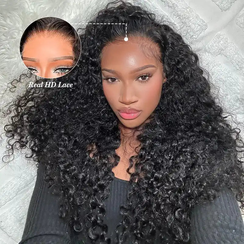 Jerry Curl Front Human Hair Wigs 13x4 HD Invisible Lace Frontal Wig Trendy Wave Wigs