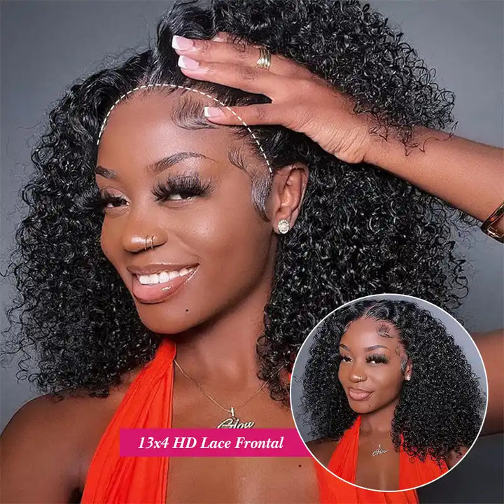 Jerry Curl Front Human Hair Wigs 13x4 HD Invisible Lace Frontal Wig Trendy Wave Wigs