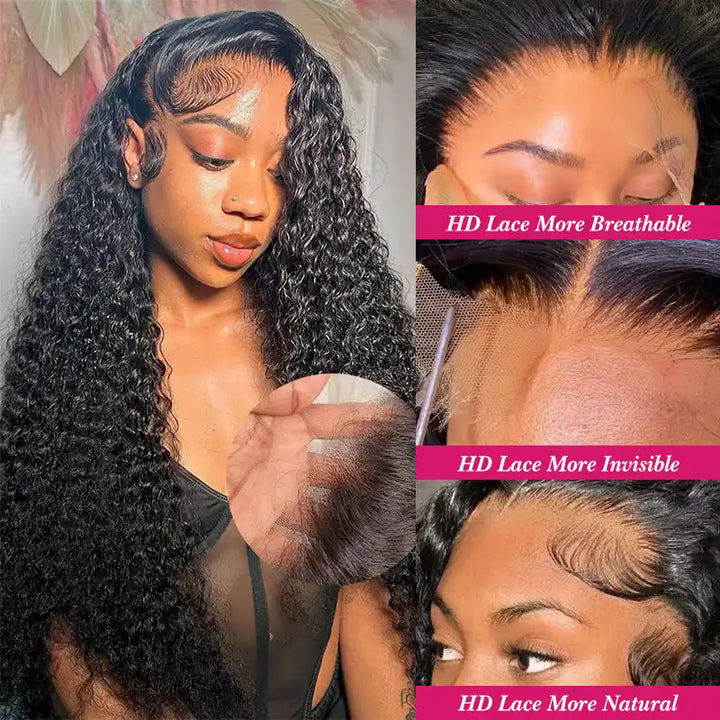Jerry Curl Front Human Hair Wigs 13x4 HD Invisible Lace Frontal Wig Trendy Wave Wigs