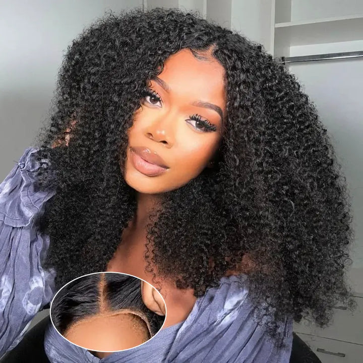 Kinky Curly 4x4 Glueless Wear & Go Wig Pre-Cut Human Hair Lace