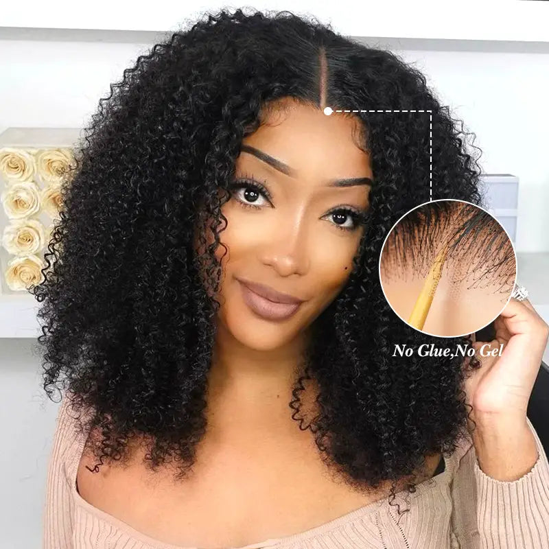 Kinky Curly 4x4 Glueless Wear & Go Wig Pre-Cut Human Hair Lace