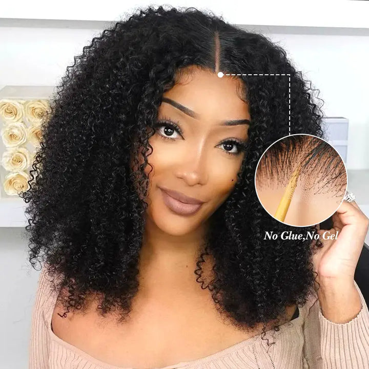 Kinky Curly 4x4 Glueless Wear & Go Wig Pre-Cut Human Hair Lace