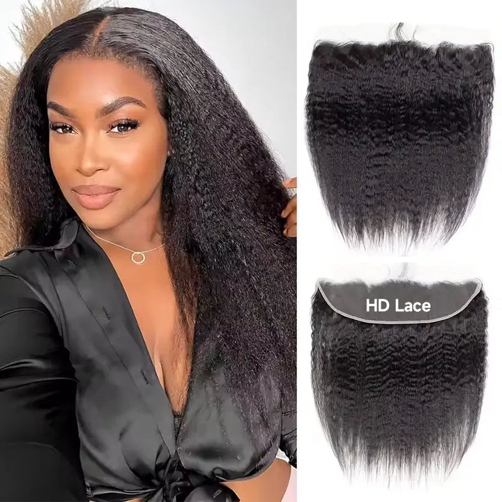 Cheveux humains crépus lisses 13x4 HD Lace Front 