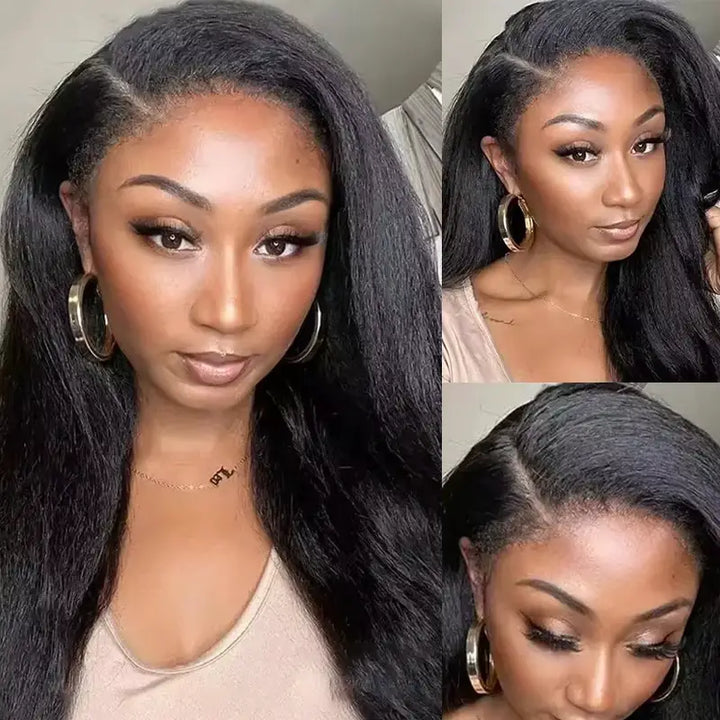Cheveux humains crépus lisses 13x4 HD Lace Front 