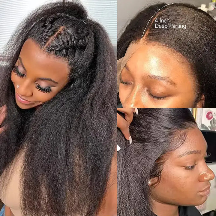 Cheveux humains crépus lisses 13x4 HD Lace Front 