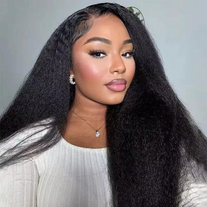 Cheveux humains crépus lisses 13x4 HD Lace Front 