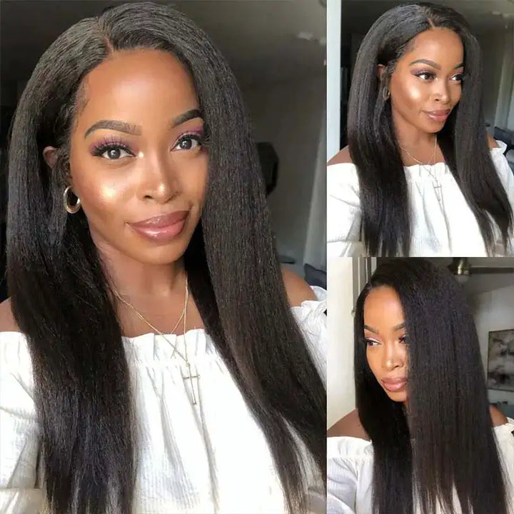 Kinky Straight 13x4 Lace Front Human Hair Wigs for Women
