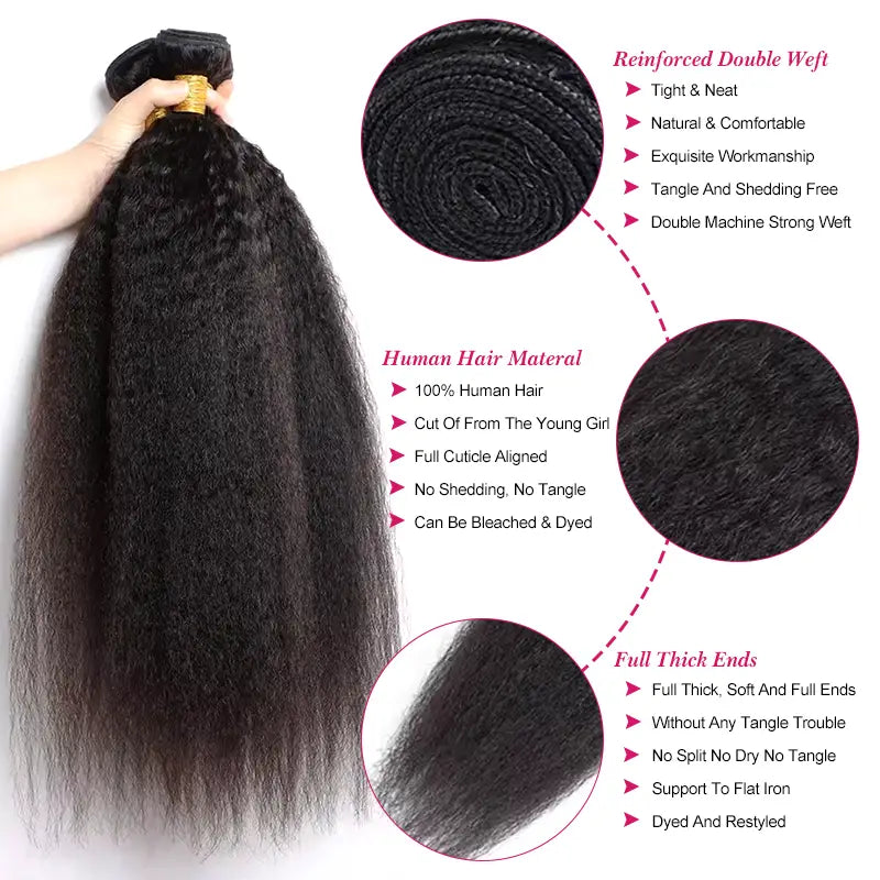 3 paquetes de cabello humano liso y rizado con encaje frontal de 13x4 transparente 