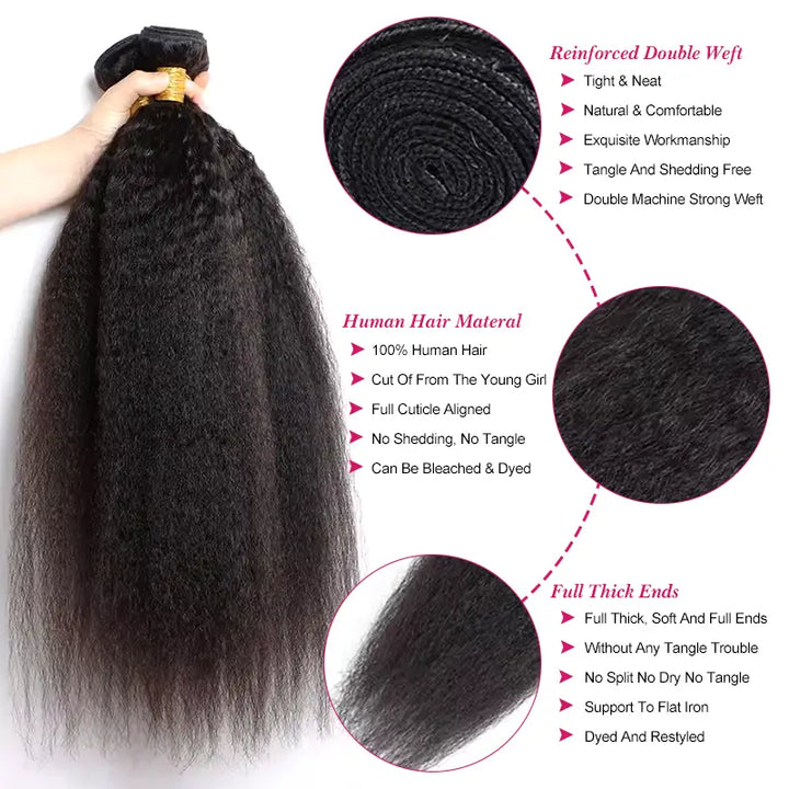 3 paquetes de cabello humano liso y rizado con encaje frontal de 13x4 transparente 