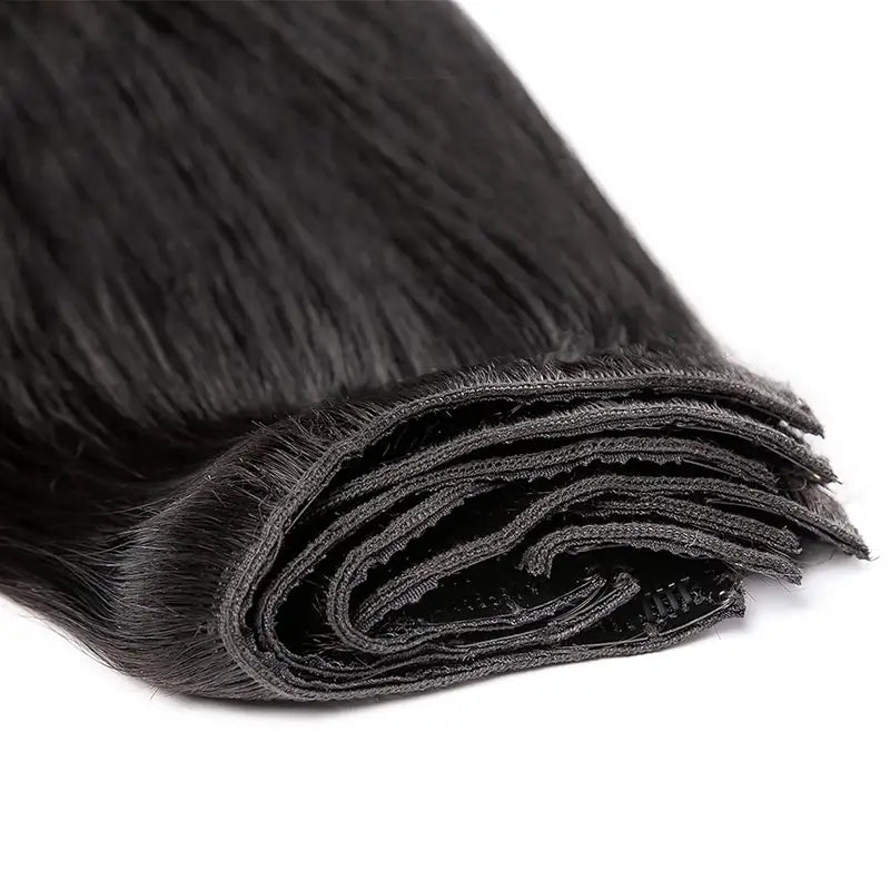 Extensiones de cabello humano liso y rizado con clip, 8 unidades por juego, de cabello humano real y grueso. 
