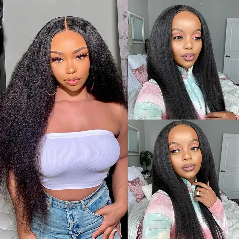 Extensiones de cabello humano liso y rizado con clip, 8 unidades por juego, de cabello humano real y grueso. 