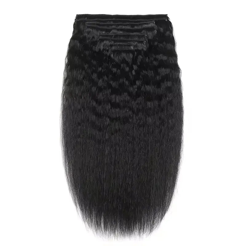Extensiones de cabello humano liso y rizado con clip, 8 unidades por juego, de cabello humano real y grueso. 