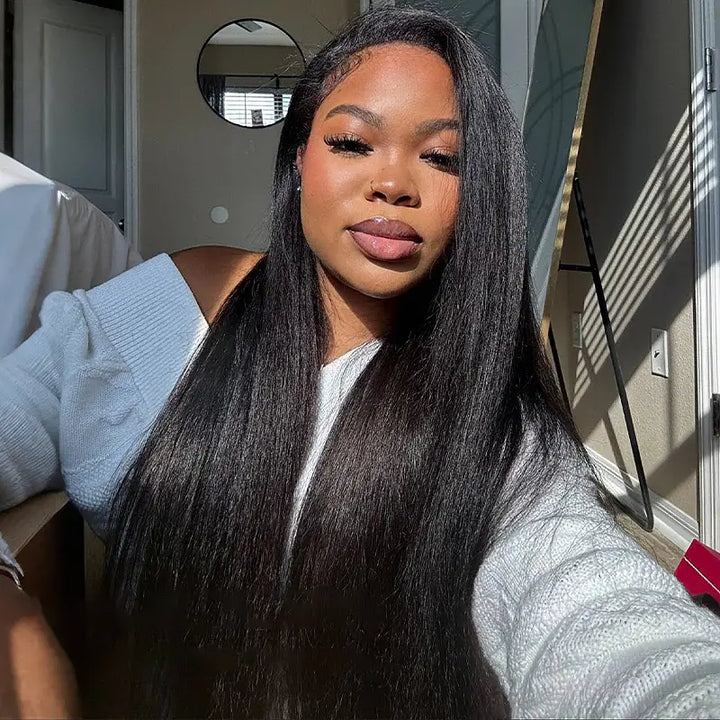 3 In 1 Half Wig Kinky Straight Glueless Install Half Wig With Adjustable String Beginner Friendly
