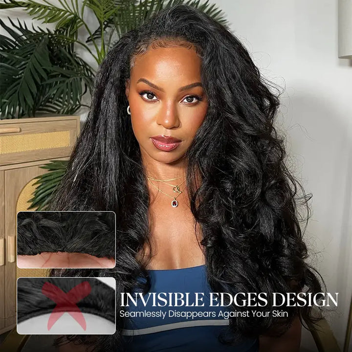 3 In 1 Half Wig Kinky Straight Glueless Install Half Wig With Adjustable String Beginner Friendly